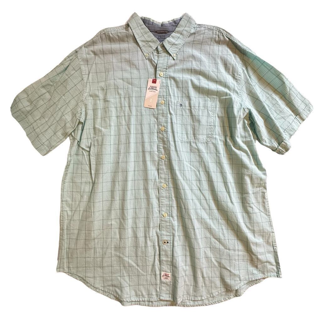 NWT Izod Seaport Aqua Sky Poplin Button Down 2XL